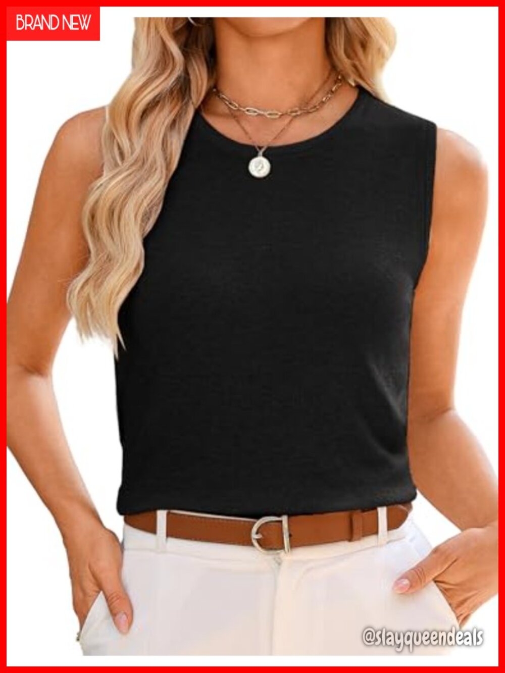 Wool Blend Sleeveless Knit Sweater Vest Crew Neck Lightweight All Season Tank